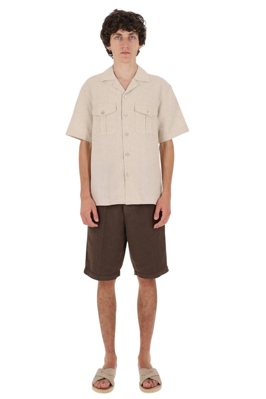 Eleventy Bowling Collar Viscose-Blend Shirt Neutraal