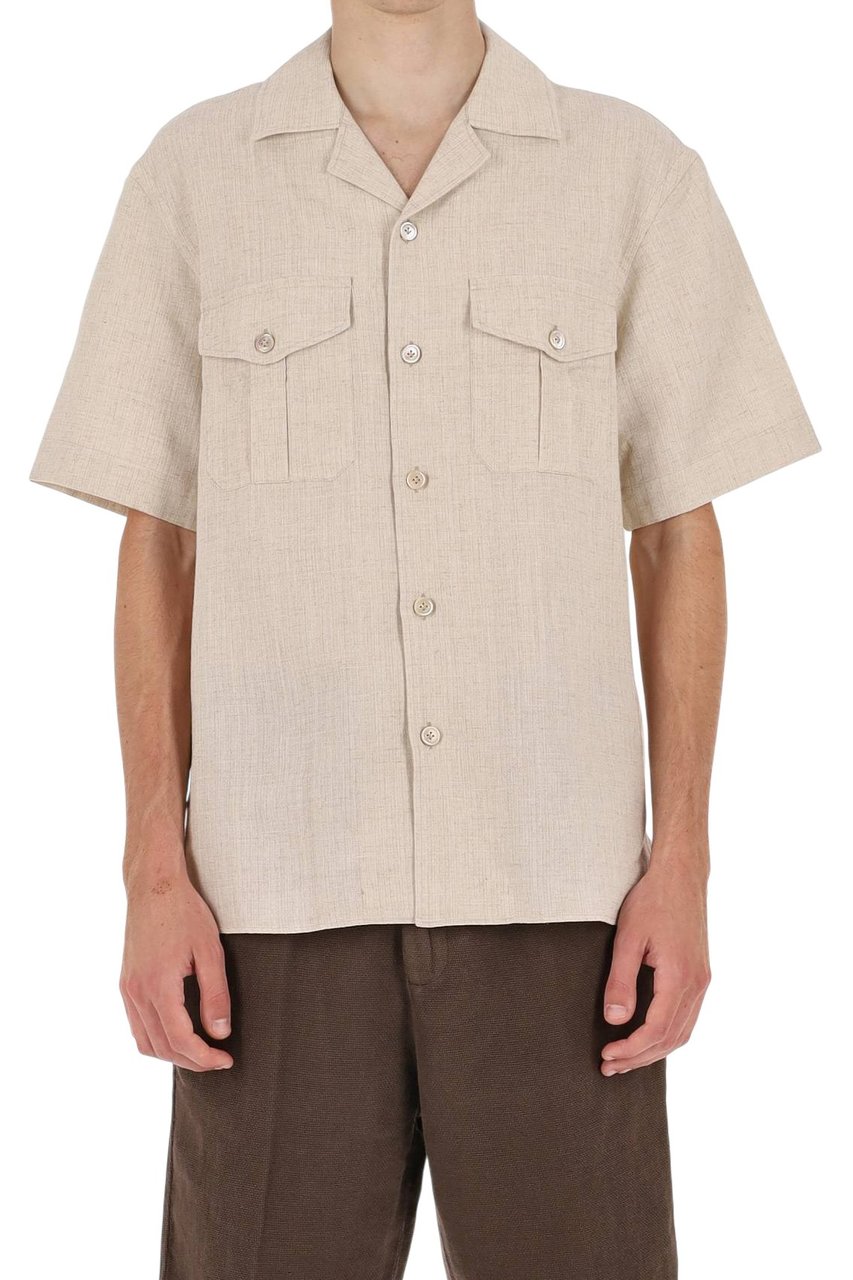 Eleventy Bowling Collar Viscose-Blend Shirt Neutraal