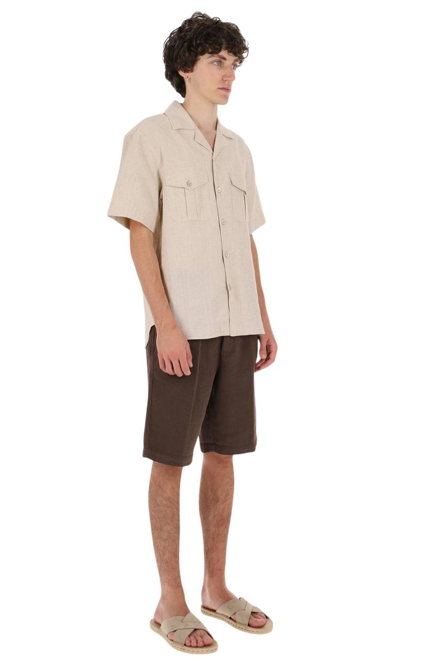 Eleventy Bowling Collar Viscose-Blend Shirt Neutraal