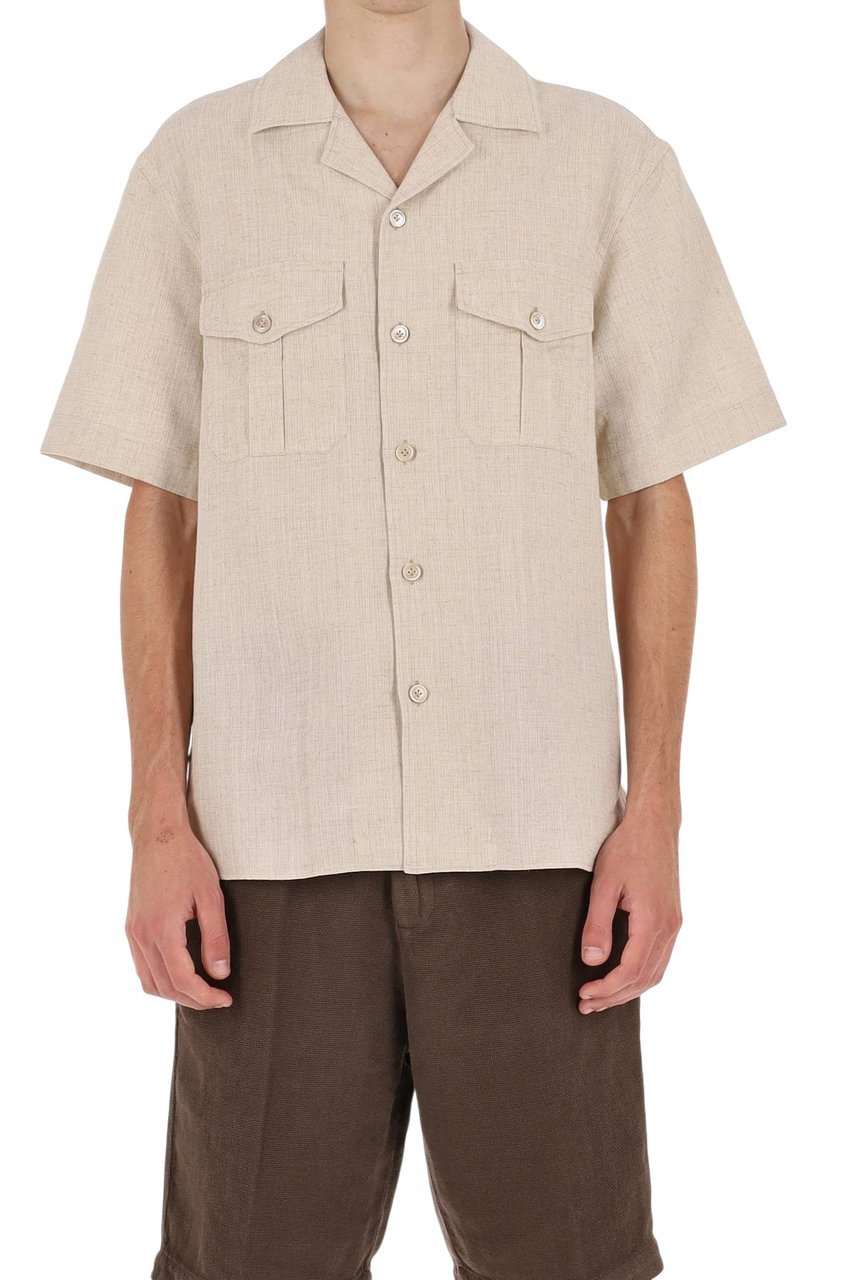 Eleventy Bowling Collar Viscose-Blend Shirt Neutraal