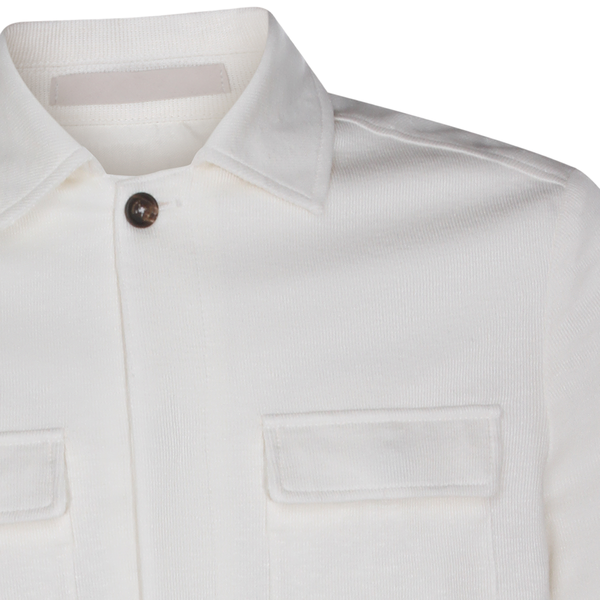 Eleventy Structured White Jacket with Front Zipper Closure Wit
