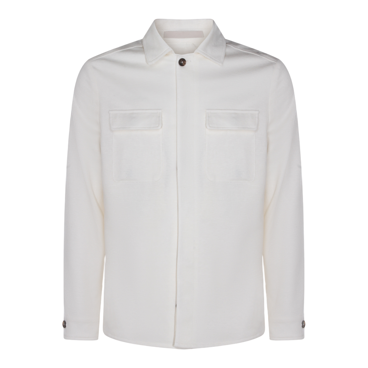 Eleventy Structured White Jacket with Front Zipper Closure Wit
