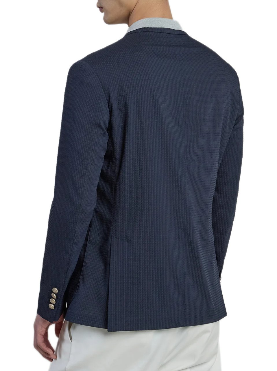 Eleventy Double-Breasted Slim Fit Blazer With Metallic Buttons Blauw