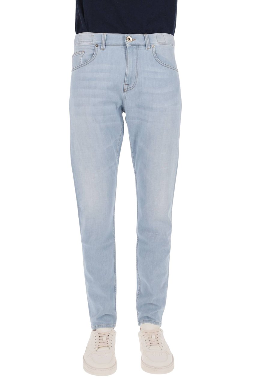 Eleventy Slim Fit Stretch Denim Jeans with Five-Pocket Design Wit