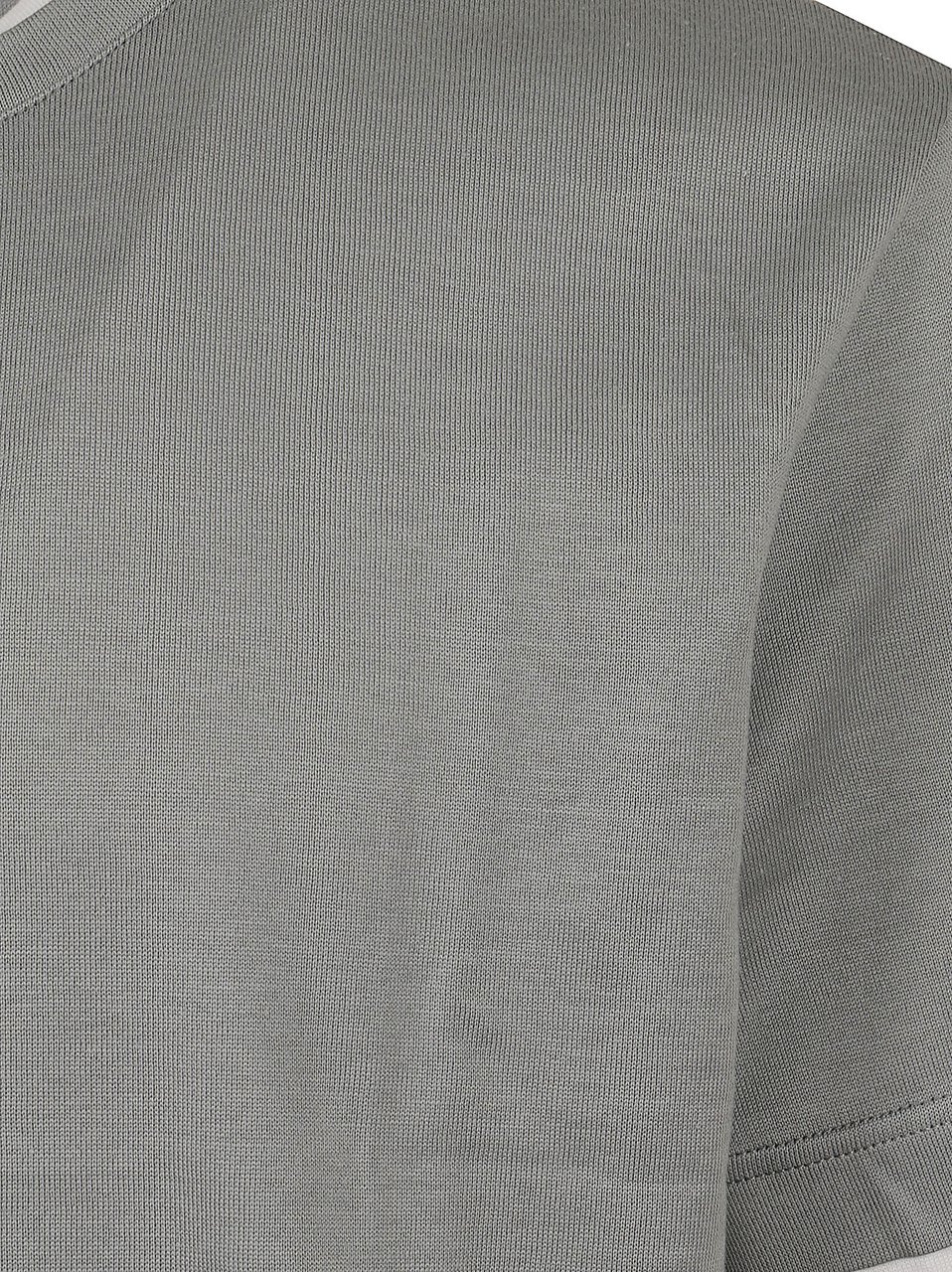 Eleventy Giza Cotton Jersey Crewneck T-Shirt with Contrast Trimming Grijs