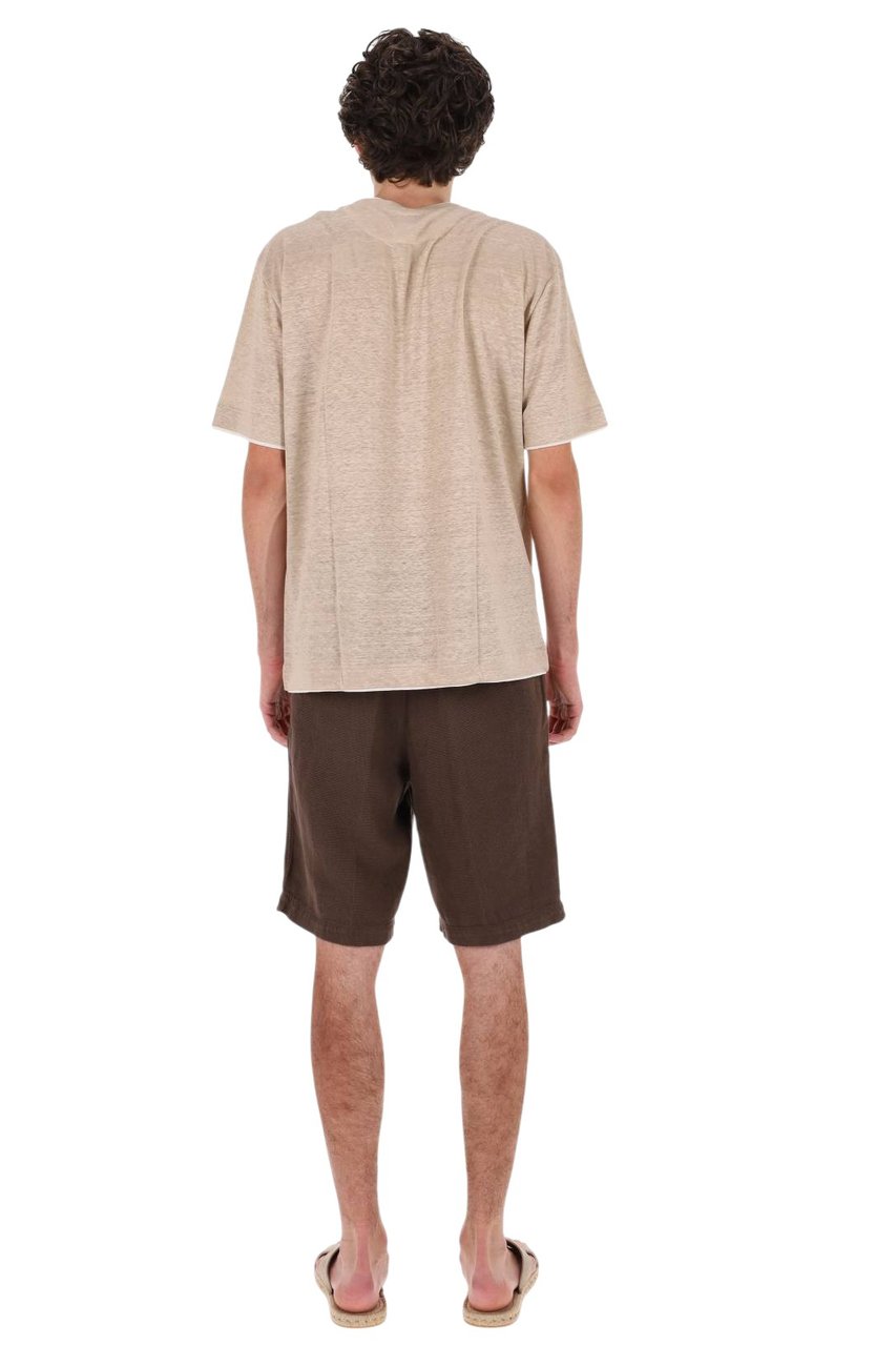 Eleventy High Neck Linen Jersey T-Shirt Neutraal