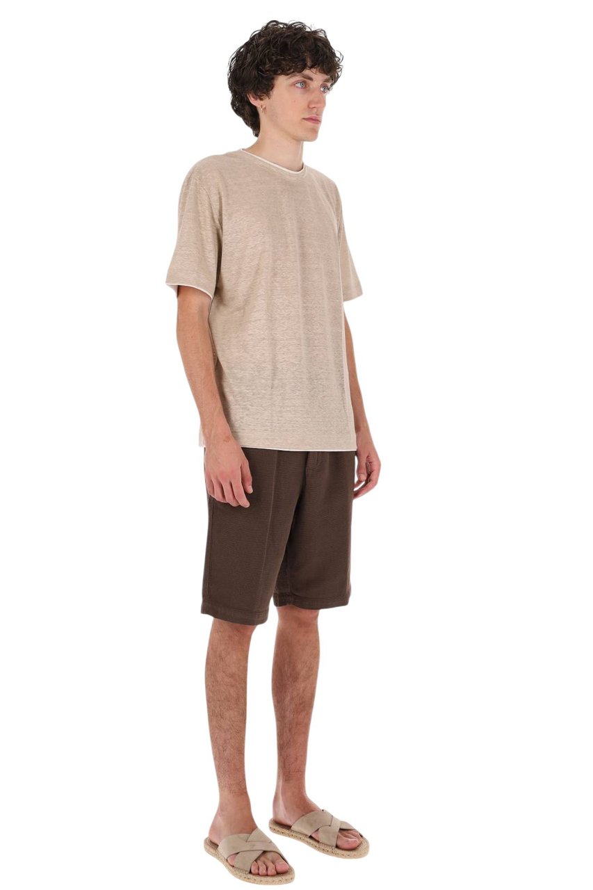 Eleventy High Neck Linen Jersey T-Shirt Neutraal
