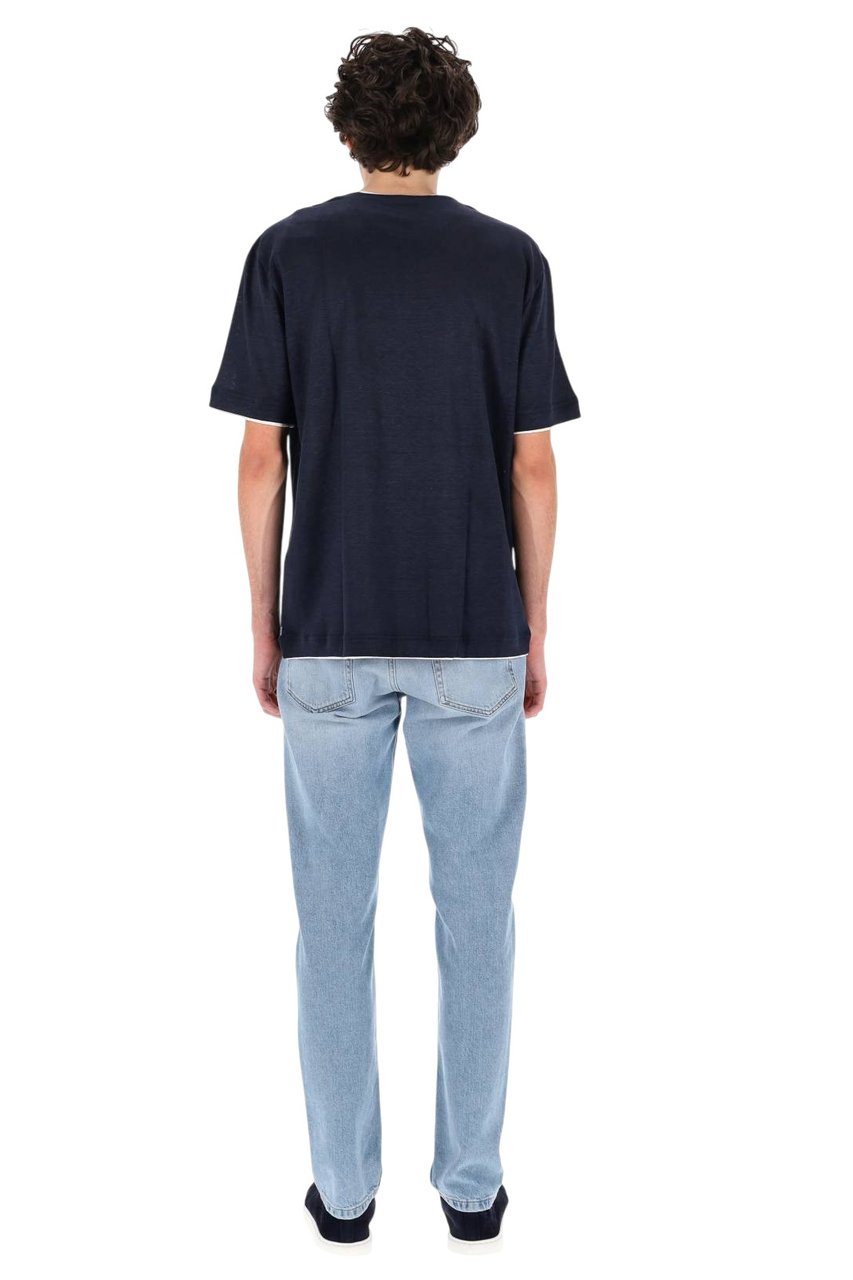 Eleventy High Neck Linen Jersey T-Shirt Zwart
