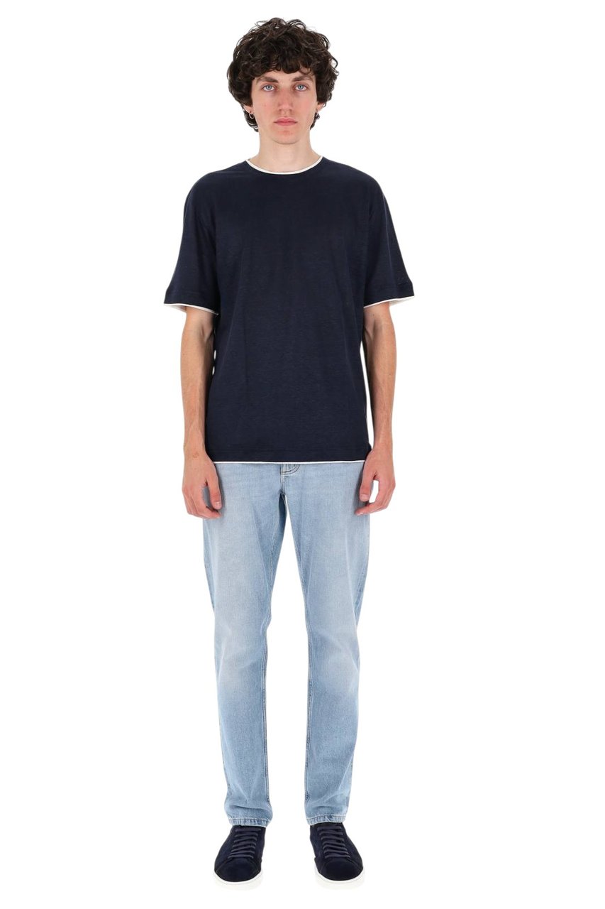 Eleventy High Neck Linen Jersey T-Shirt Zwart