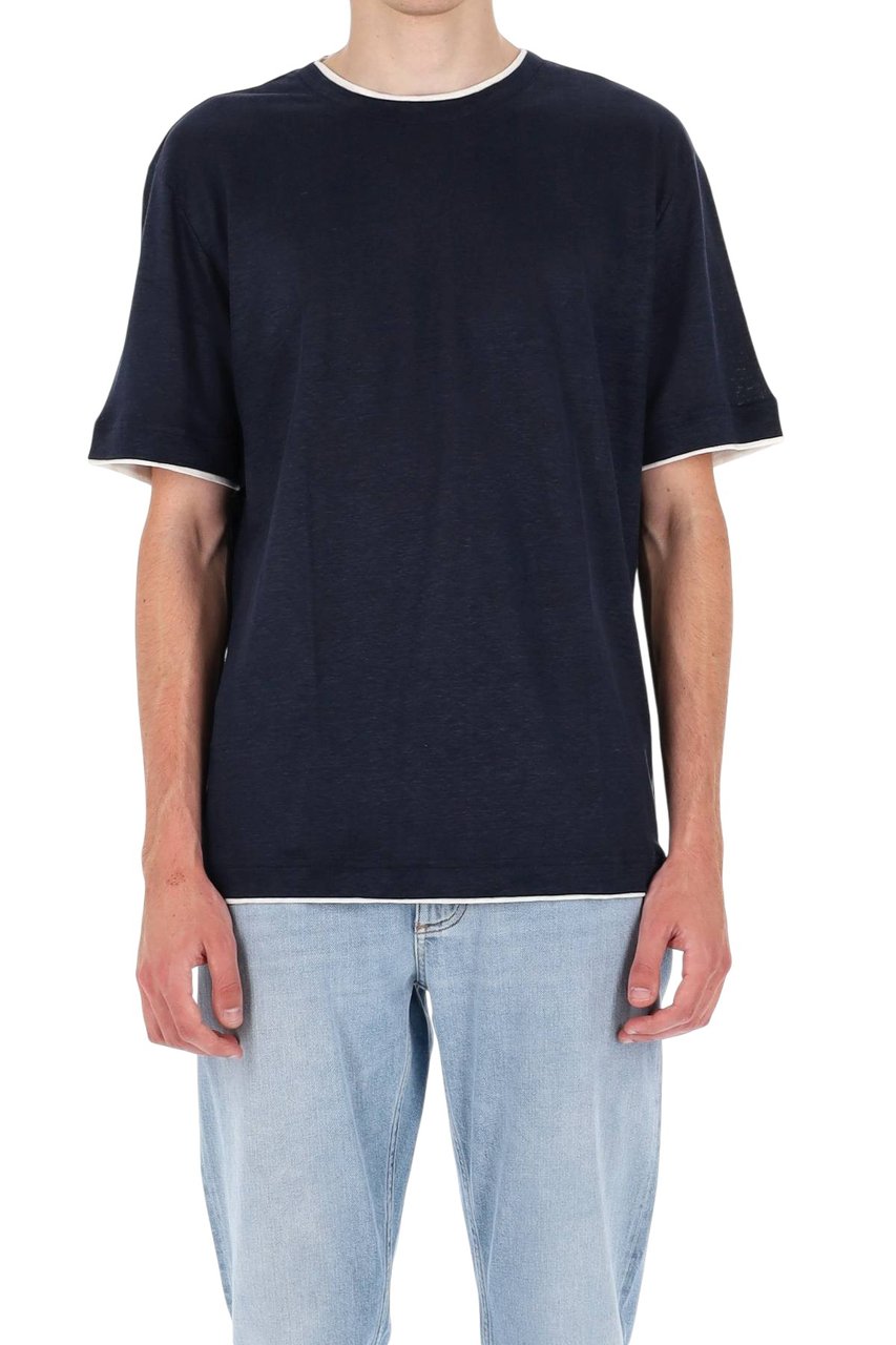 Eleventy High Neck Linen Jersey T-Shirt Zwart