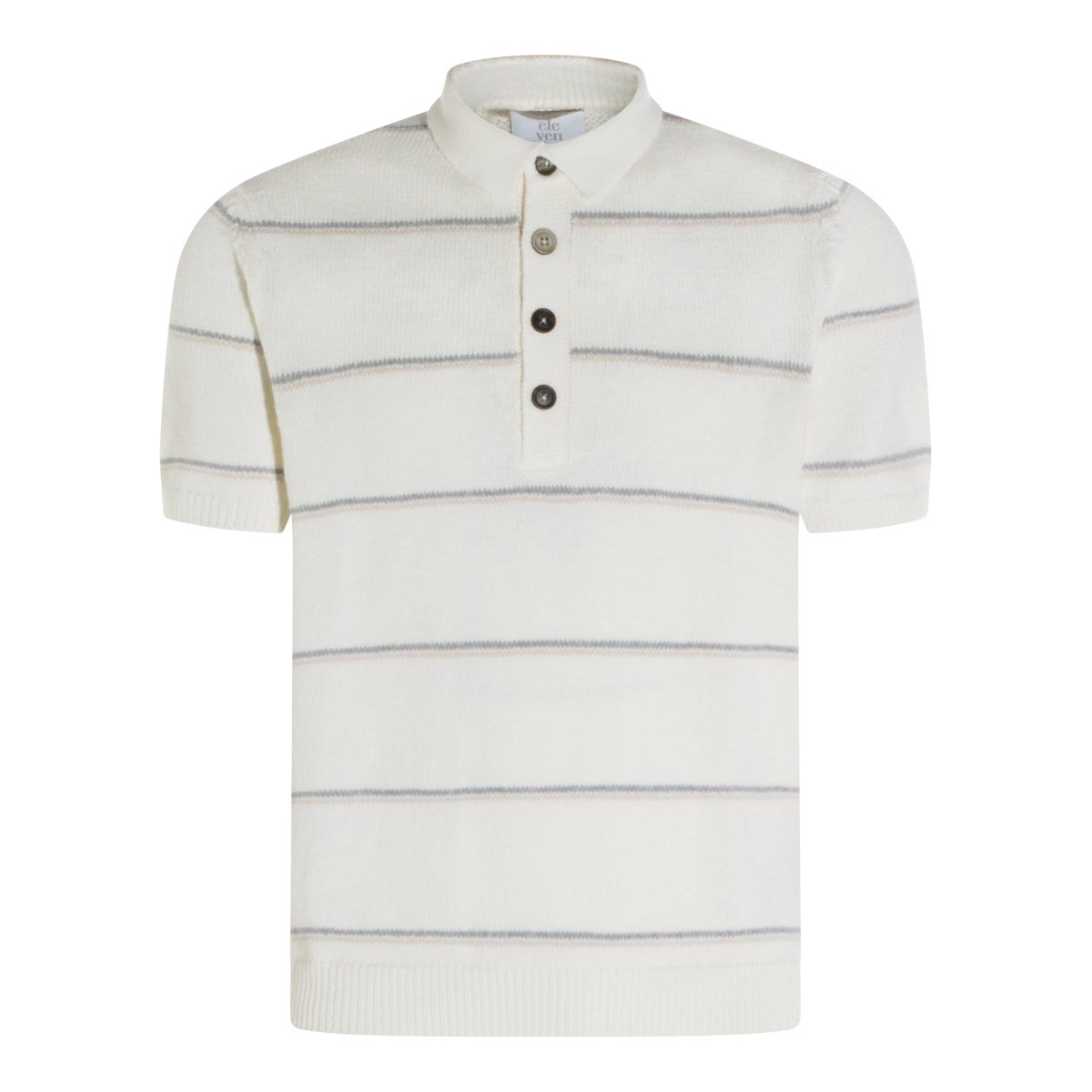 Eleventy Short-Sleeve Polo Shirt with Textured Knit and Refined Details Wit