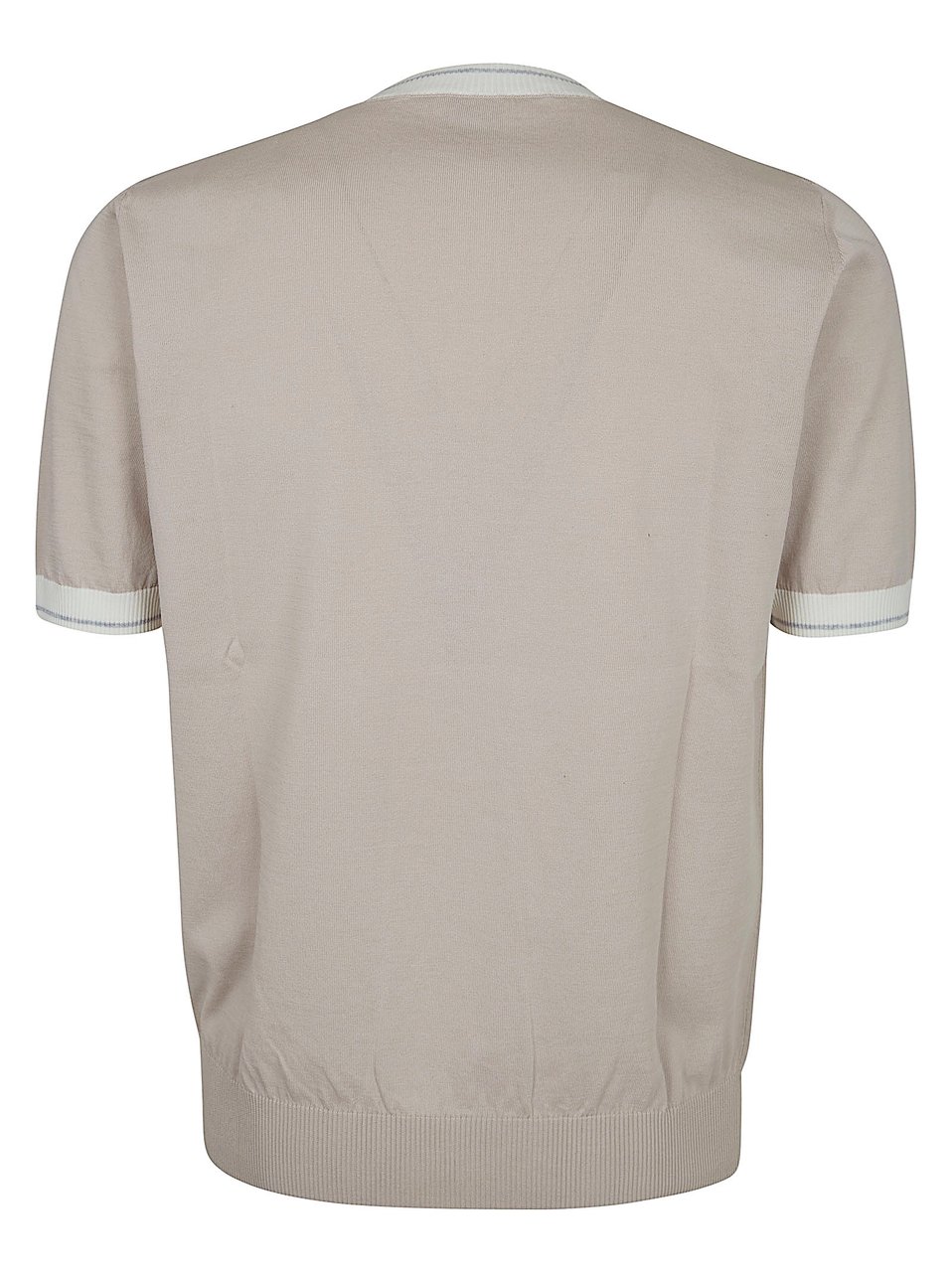 Eleventy Cotton Jersey T-Shirt with Contrasting Knit Collar and Cuffs Neutraal