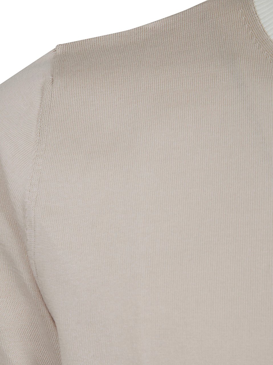 Eleventy Cotton Jersey T-Shirt with Contrasting Knit Collar and Cuffs Neutraal