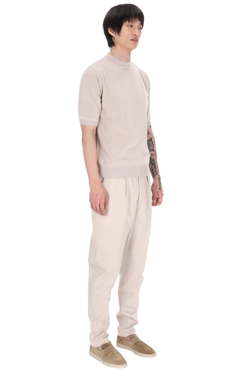 Eleventy Ecru Saddle-Stitched Cotton T-Shirt Neutraal