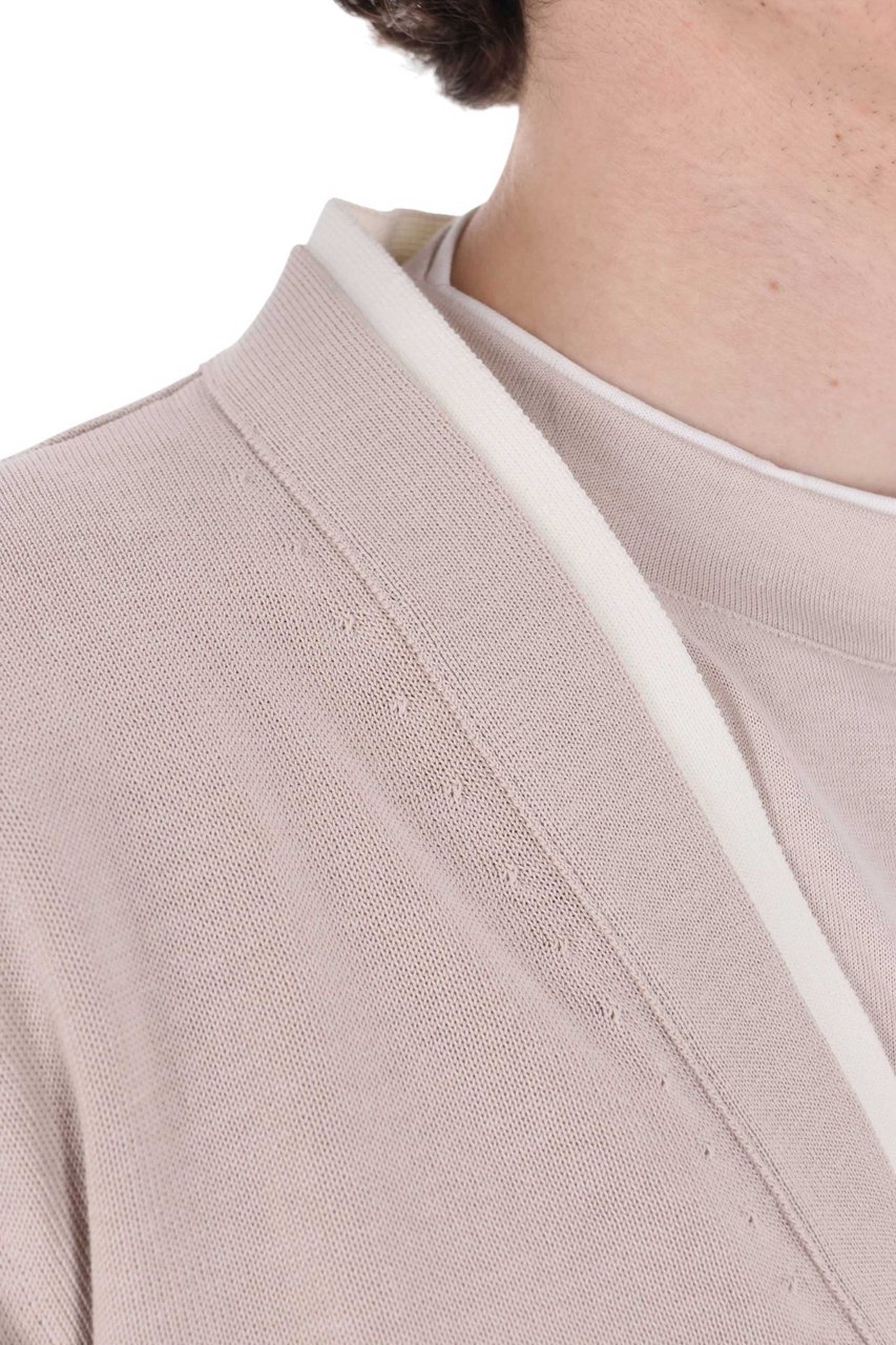 Eleventy Contrast Trim Pure Cotton Cardigan Grijs