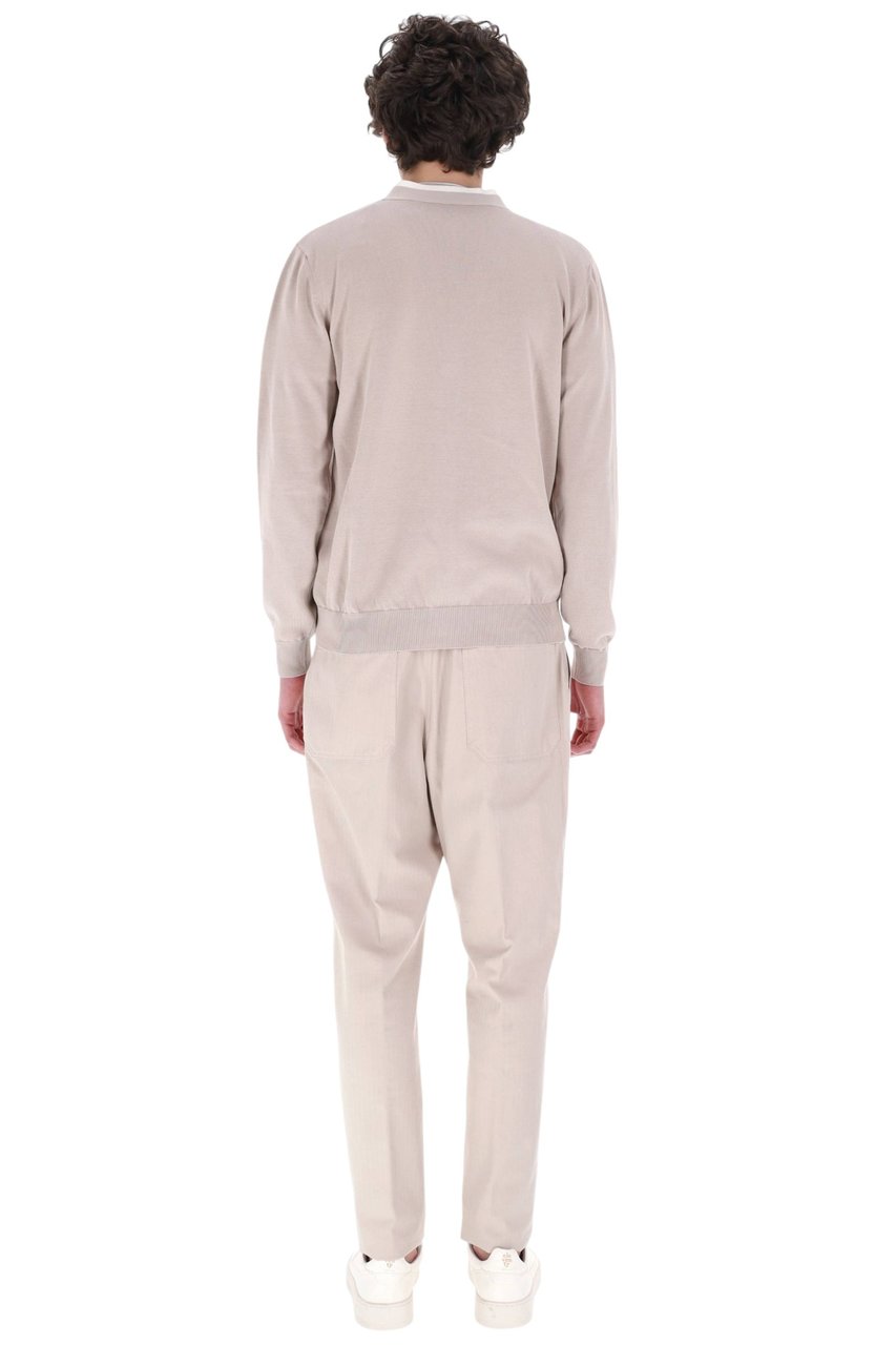 Eleventy Contrast Trim Pure Cotton Cardigan Grijs