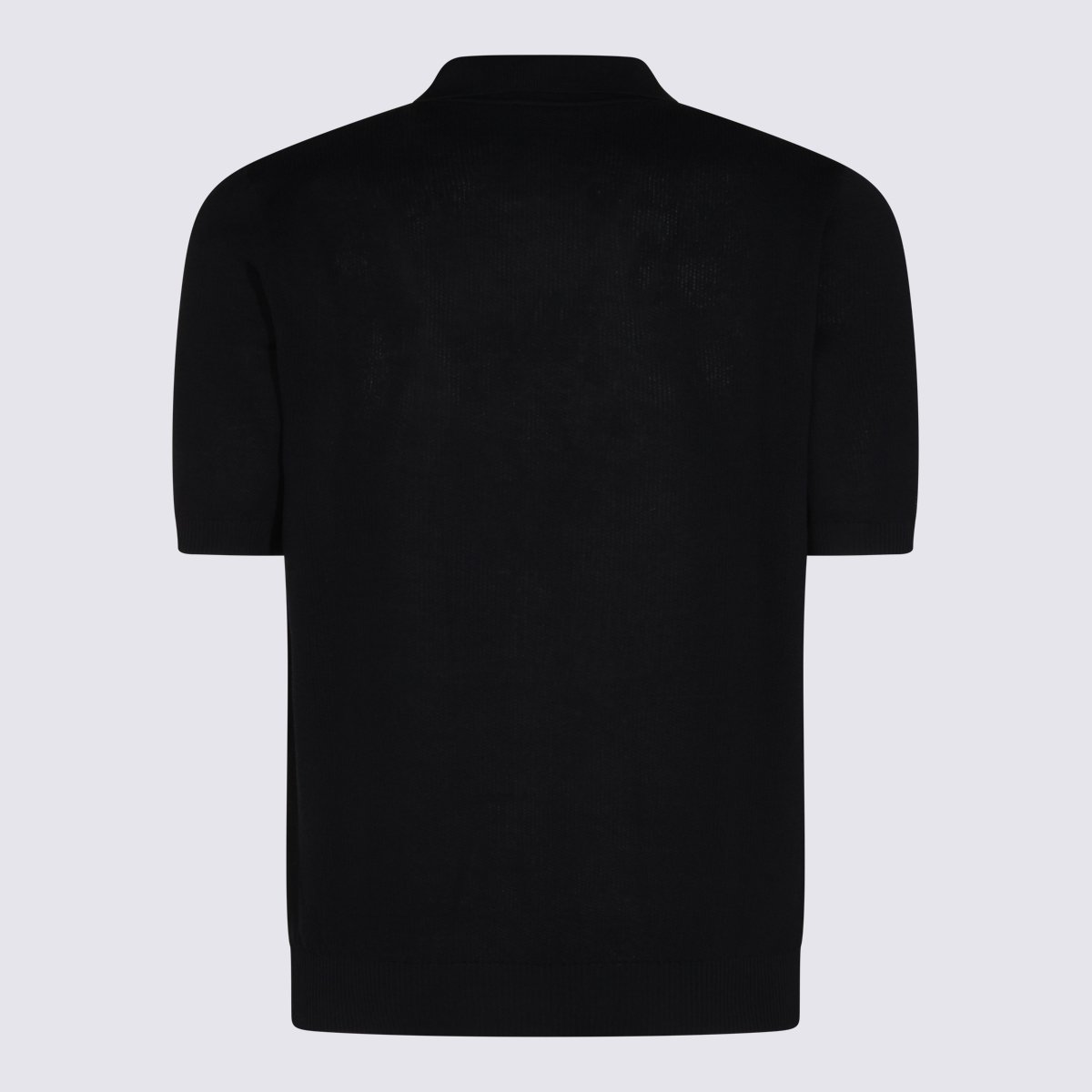 Eleventy Minimalist Short-Sleeve Polo Shirt with Soft Collar Zwart