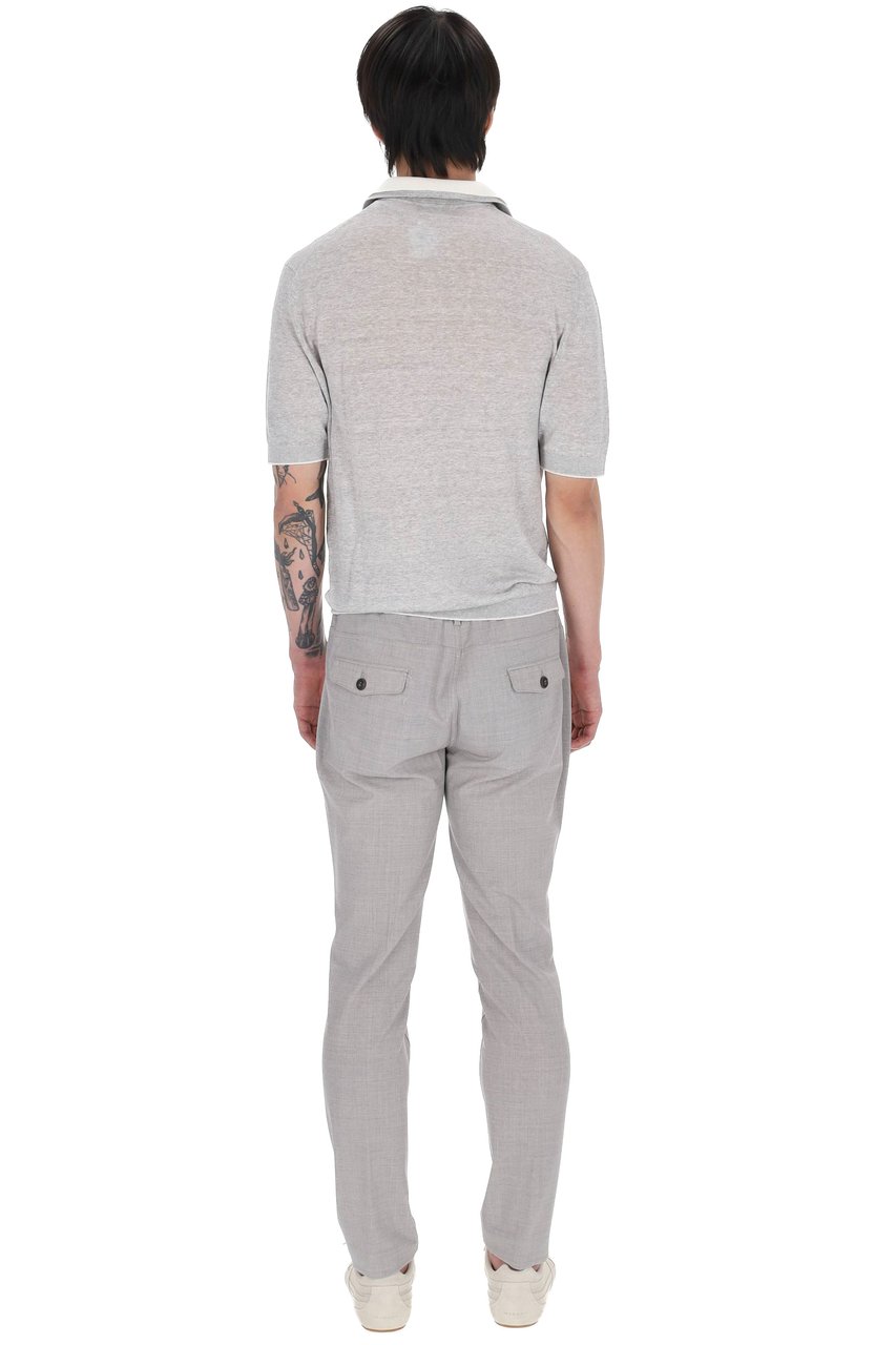 Eleventy Grey Linen-Cotton-Cashmere Double-Collar Polo Shirt Wit