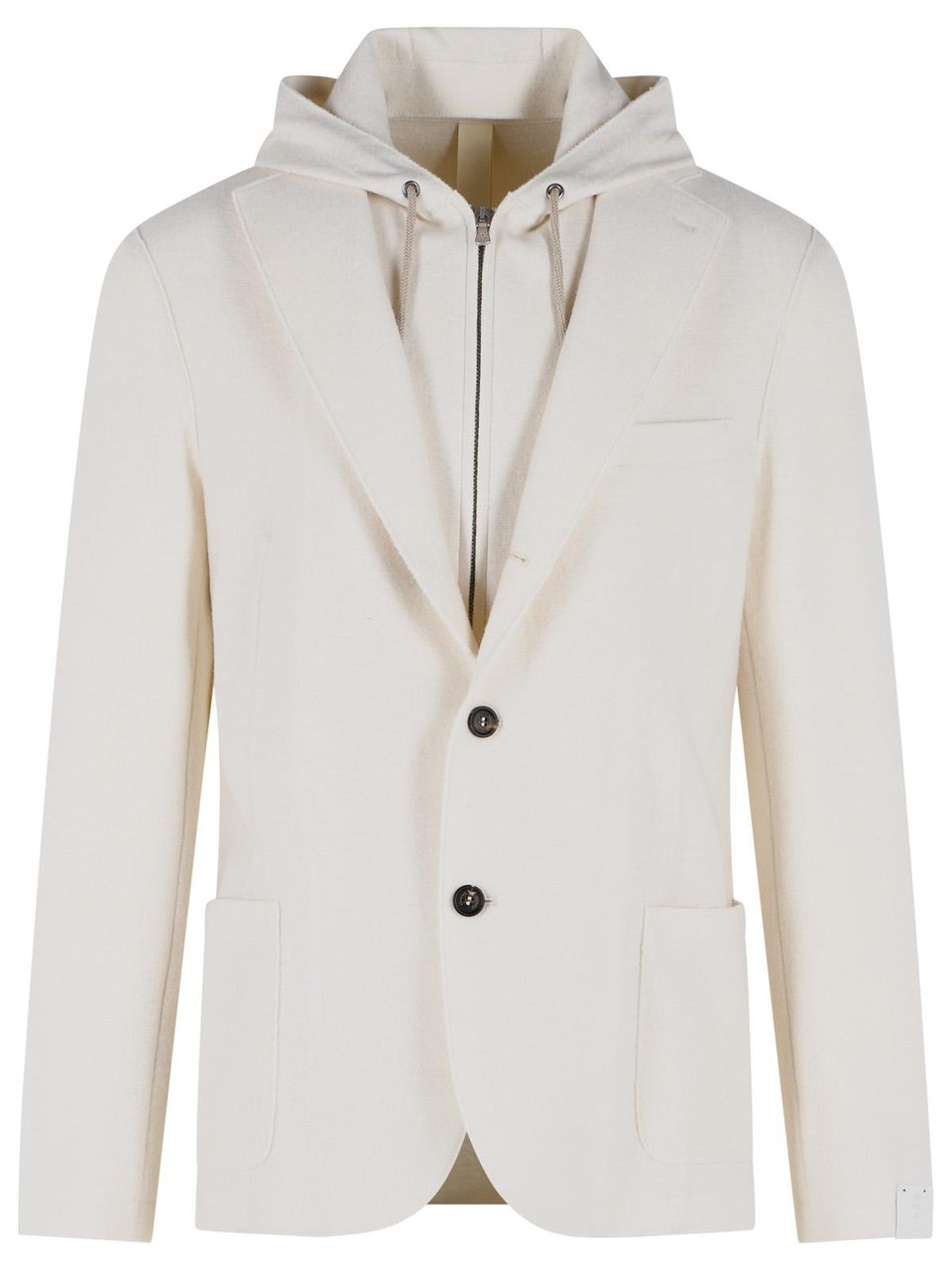 Eleventy Cream Wool Hooded Blazer Wit