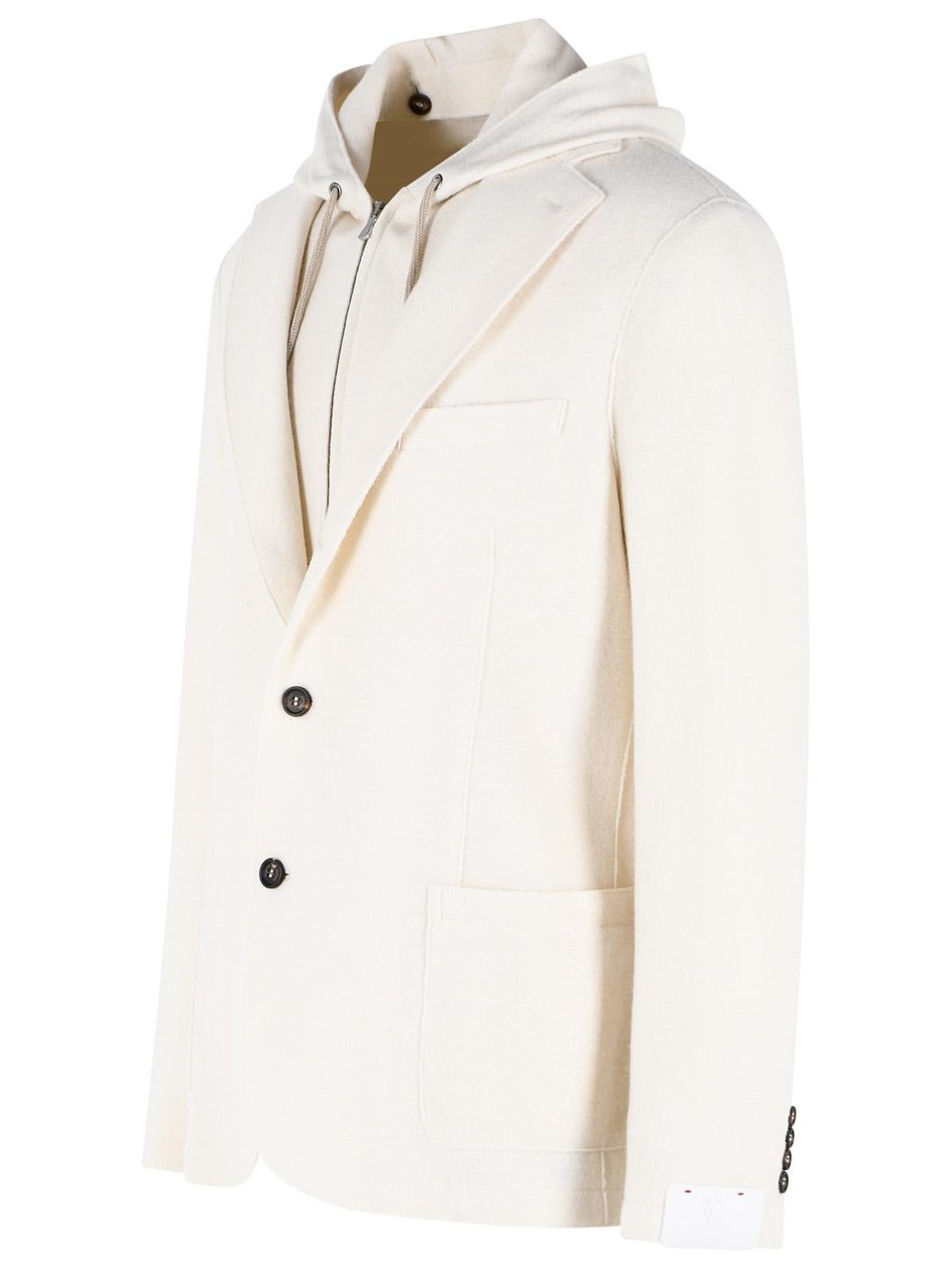 Eleventy Cream Wool Hooded Blazer Wit