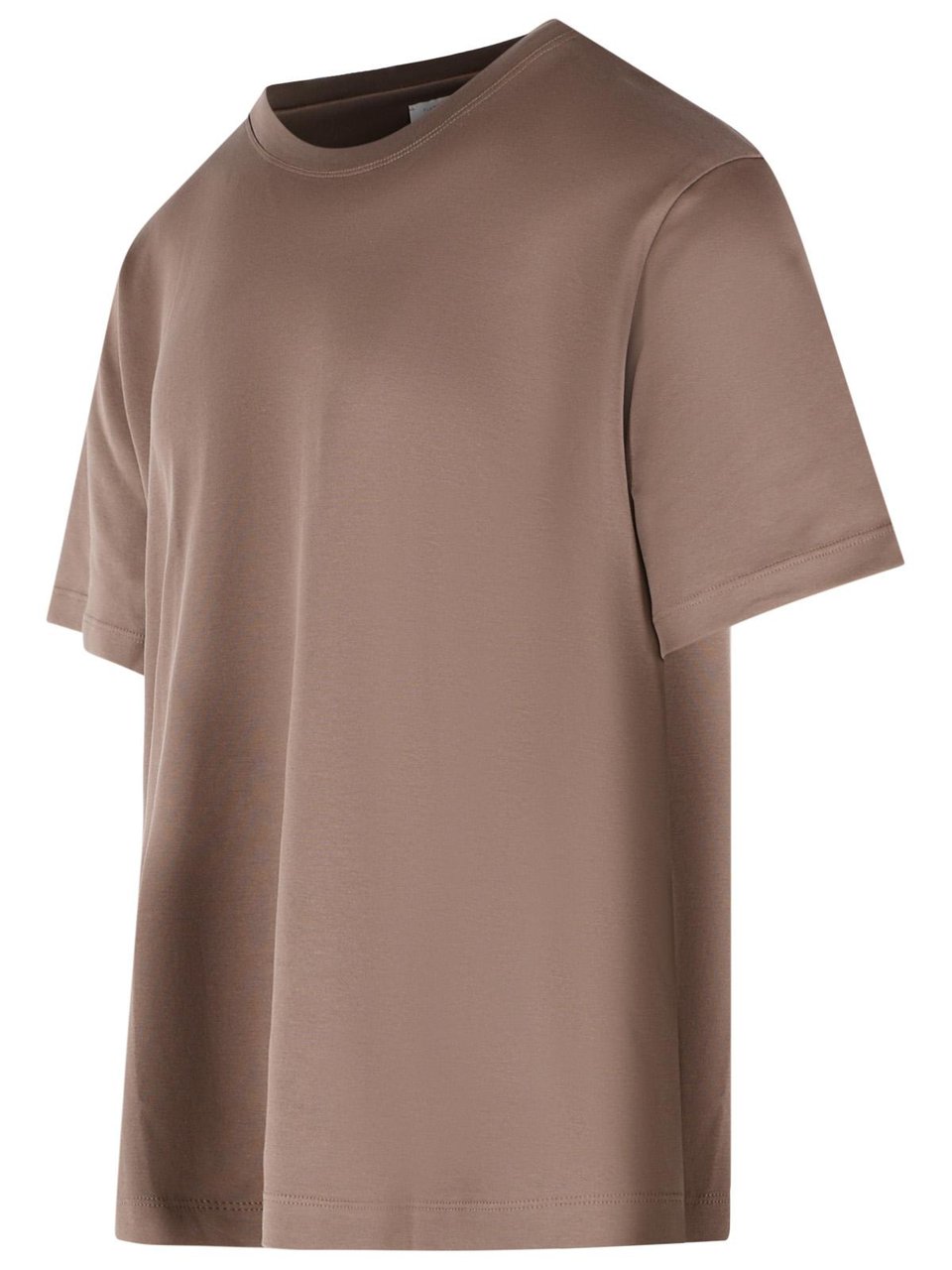 Eleventy Short-Sleeved Brown Cotton T-Shirt With Ribbed Neckline Bruin
