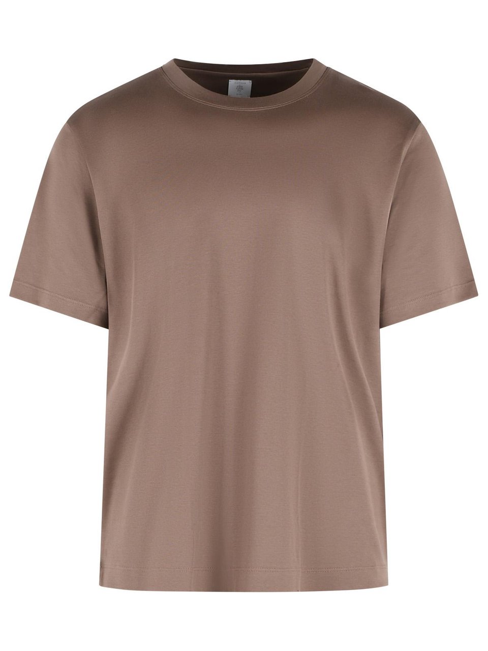 Eleventy Short-Sleeved Brown Cotton T-Shirt With Ribbed Neckline Bruin
