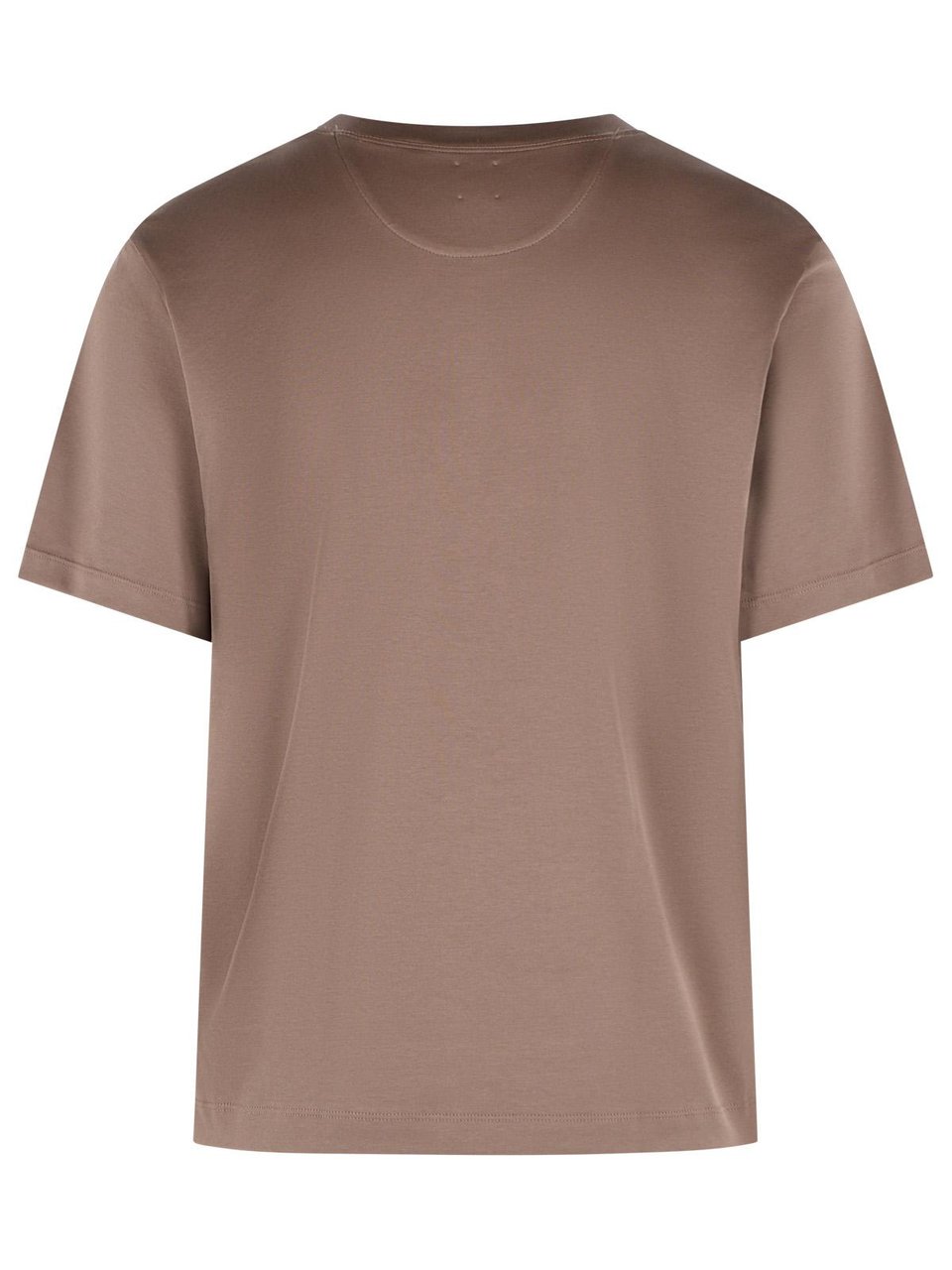 Eleventy Short-Sleeved Brown Cotton T-Shirt With Ribbed Neckline Bruin
