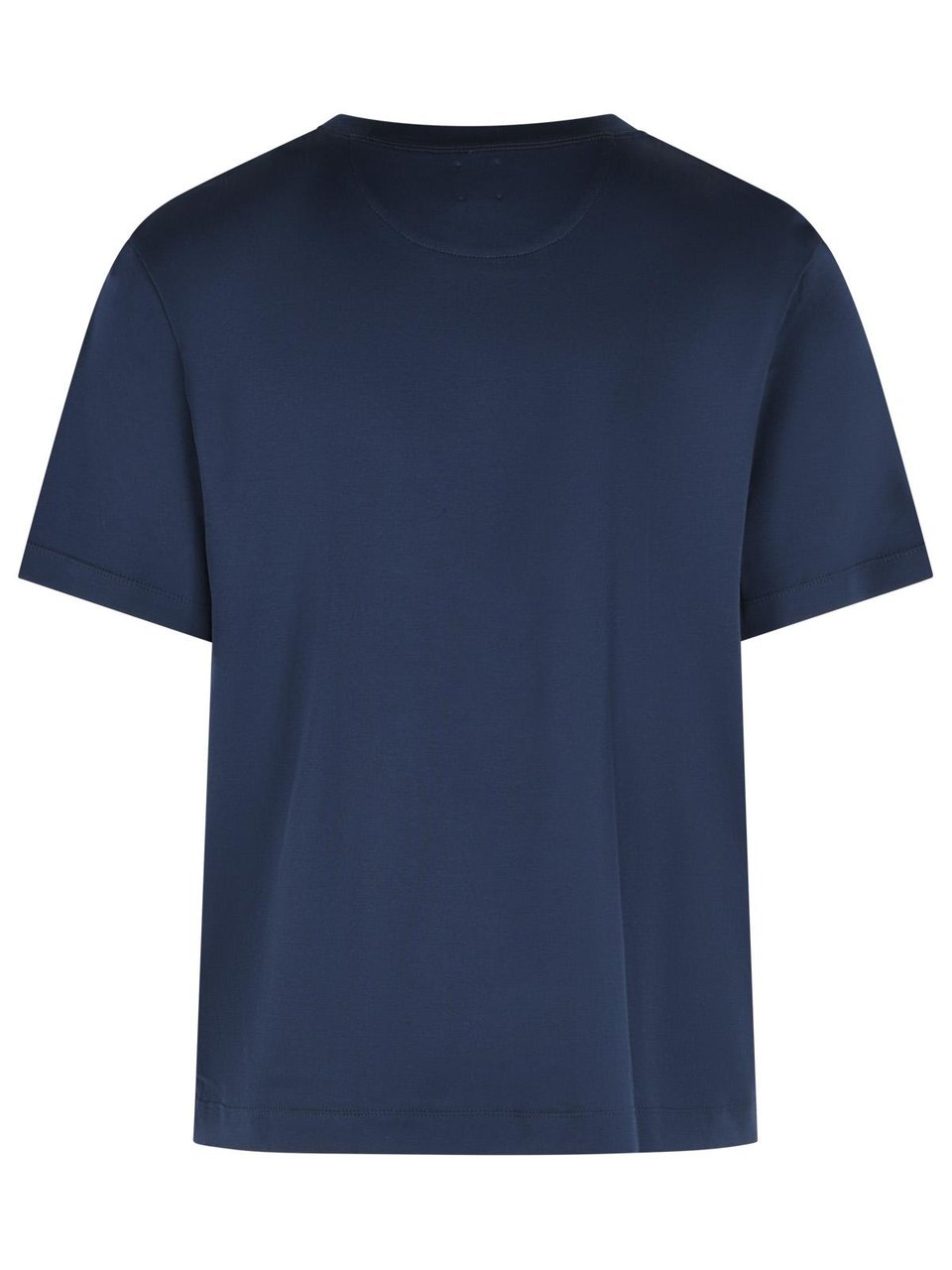 Eleventy Ribbed Crew Neck Blue Cotton T-Shirt With Side Slits Zwart