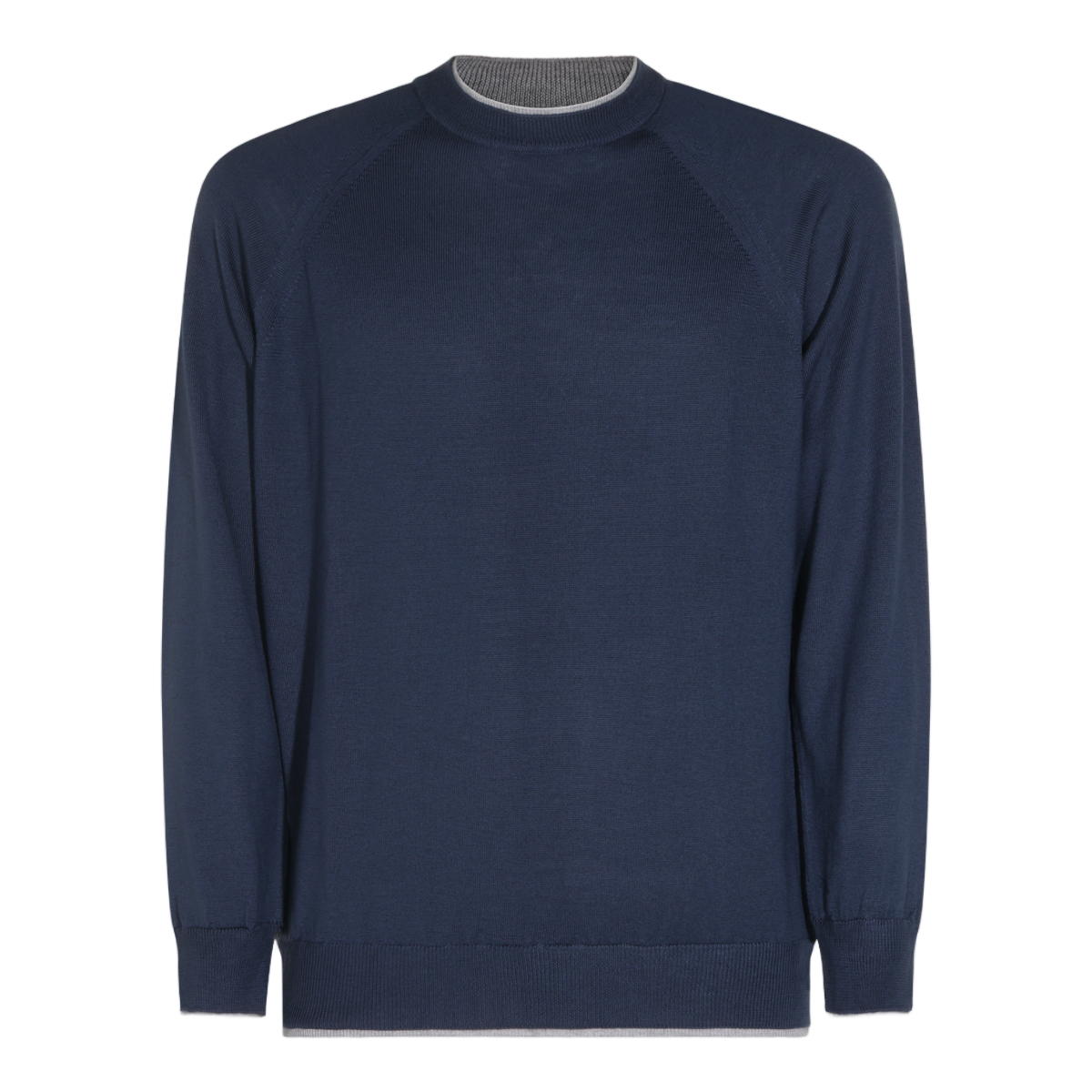 Eleventy Crew Neck Sweater with Raglan Sleeves Blauw
