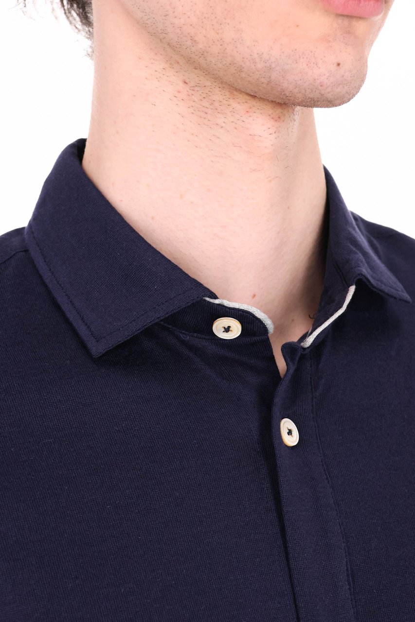 Eleventy Blue Cotton Jersey Casual Shirt Zwart