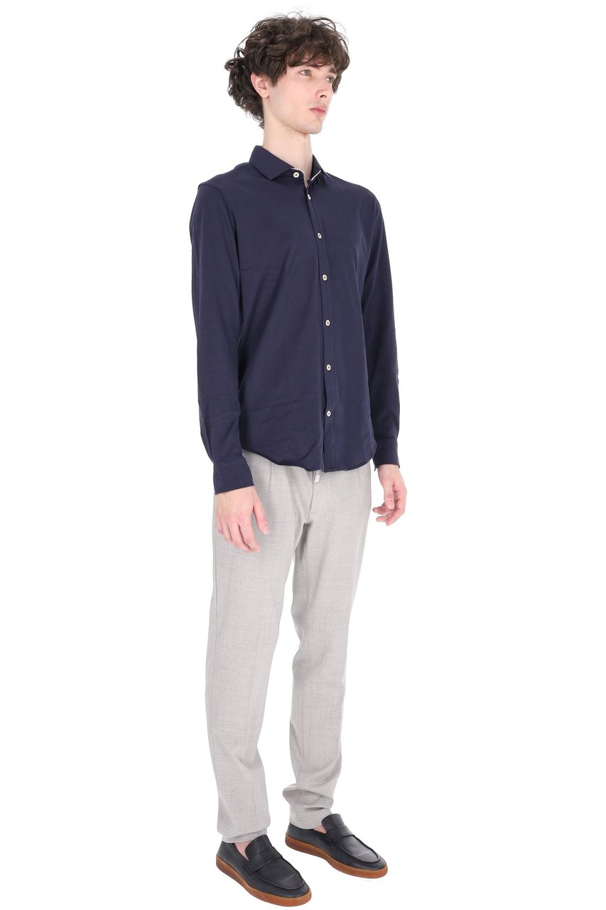 Eleventy Blue Cotton Jersey Casual Shirt Zwart