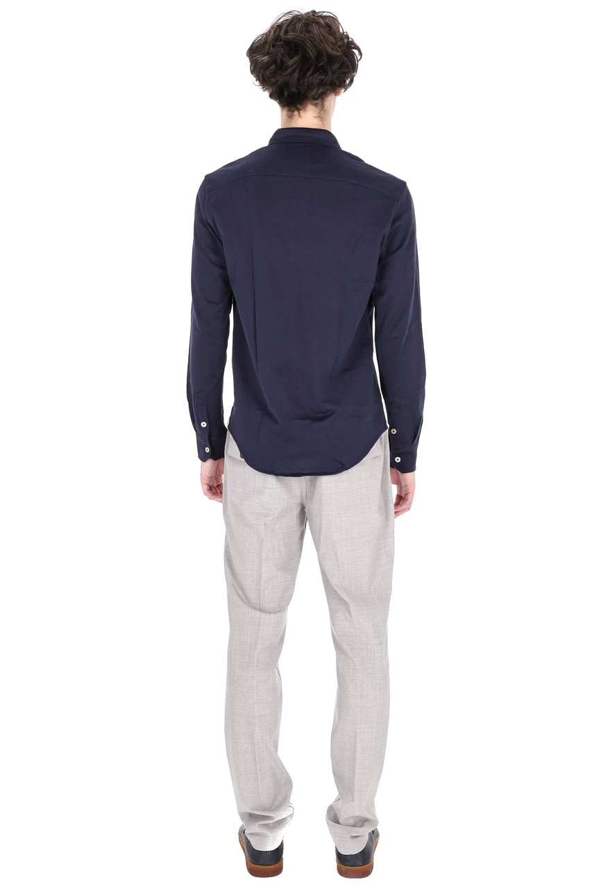 Eleventy Blue Cotton Jersey Casual Shirt Zwart