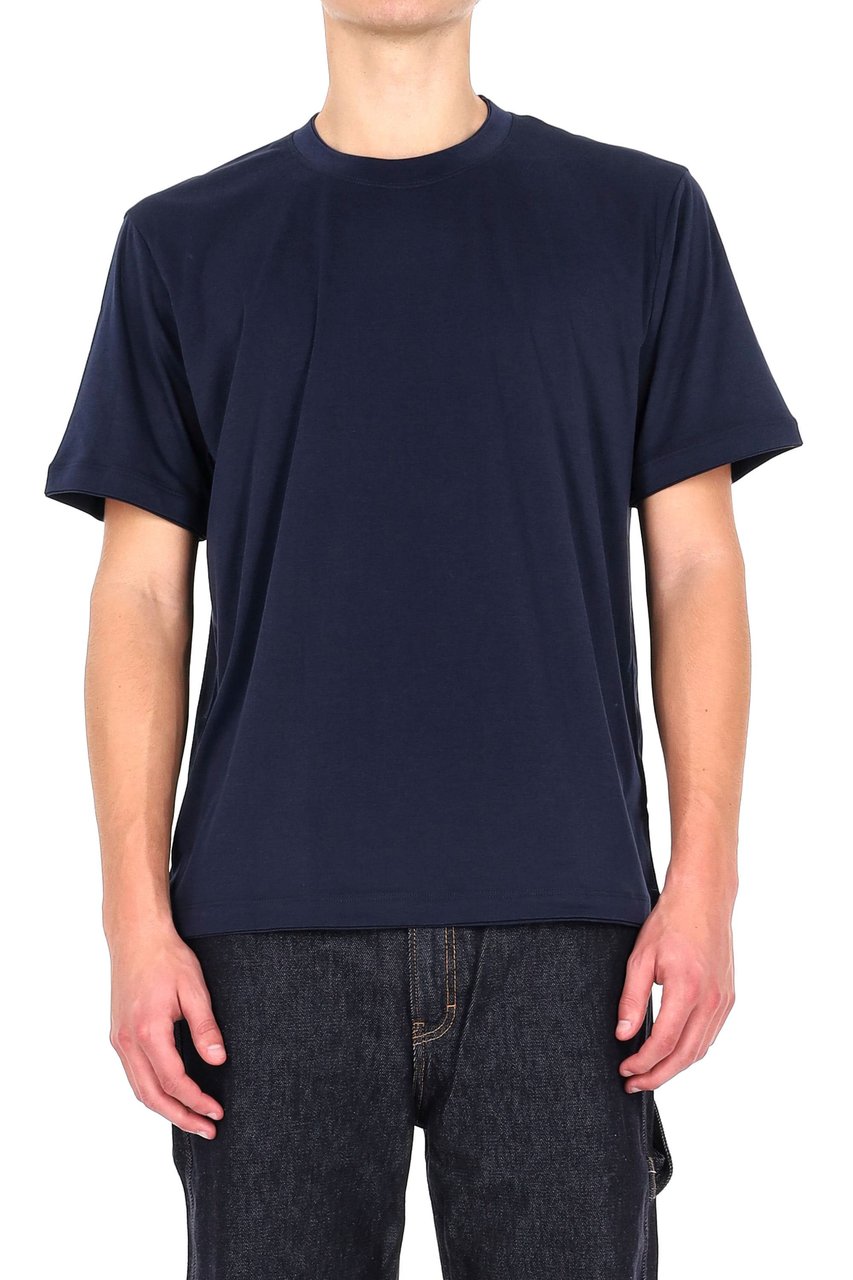 Eleventy Blue Double-Trim Cotton T-Shirt Zwart