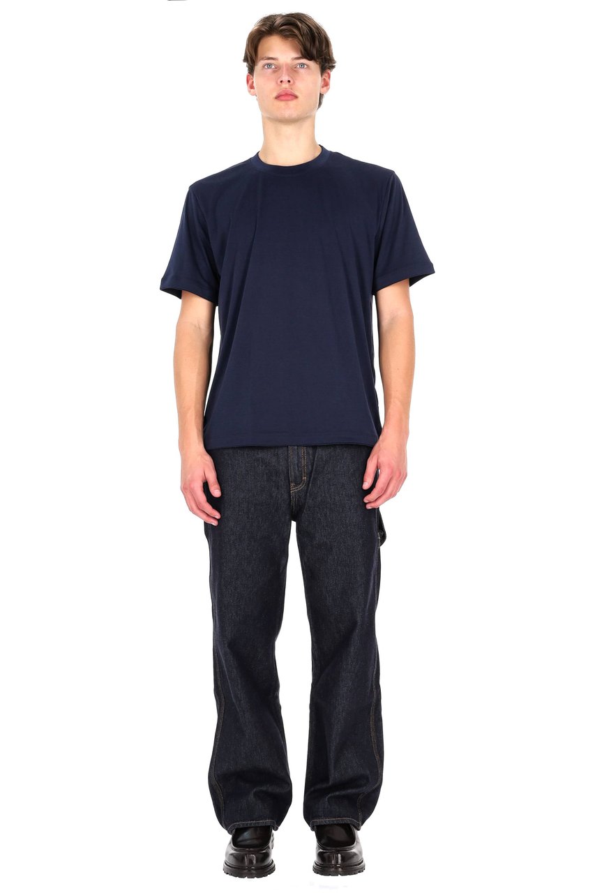 Eleventy Blue Double-Trim Cotton T-Shirt Zwart