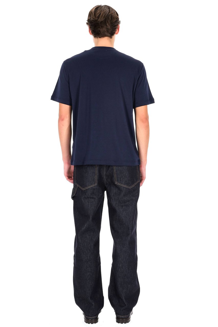 Eleventy Blue Double-Trim Cotton T-Shirt Zwart