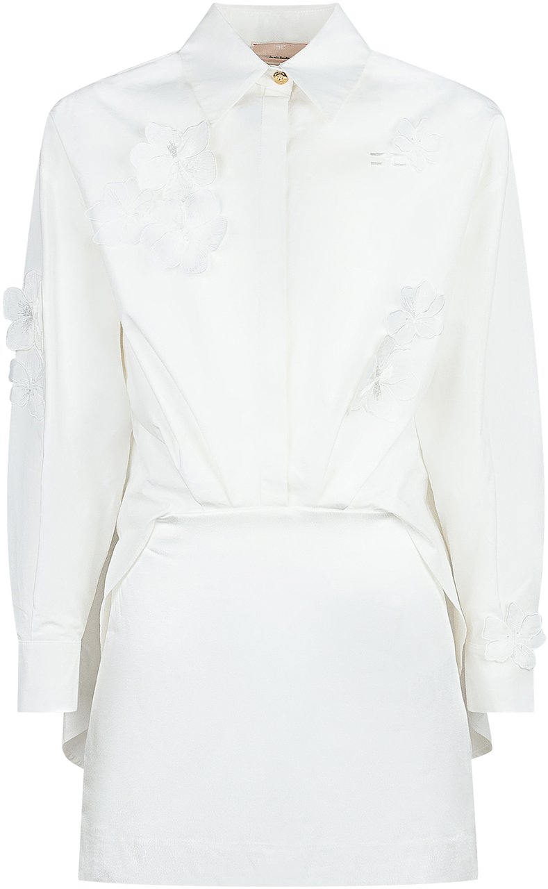 Elisabetta Franchi Abito Bianco con Fiori Wit