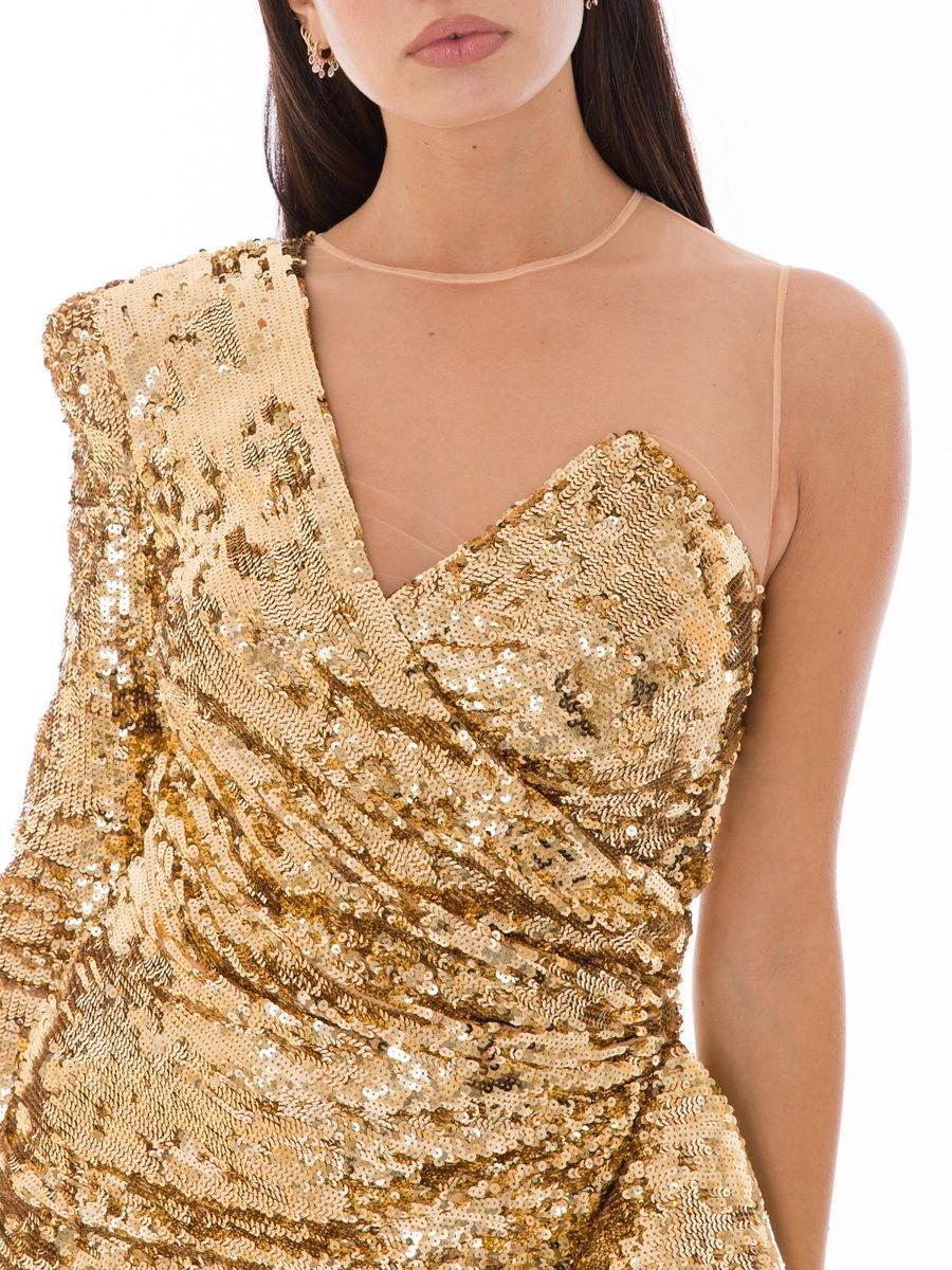 Elisabetta Franchi Bicolor Polyamide Short Dress Goud