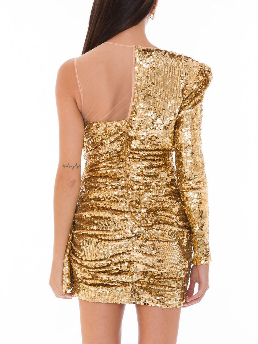 Elisabetta Franchi Bicolor Polyamide Short Dress Goud