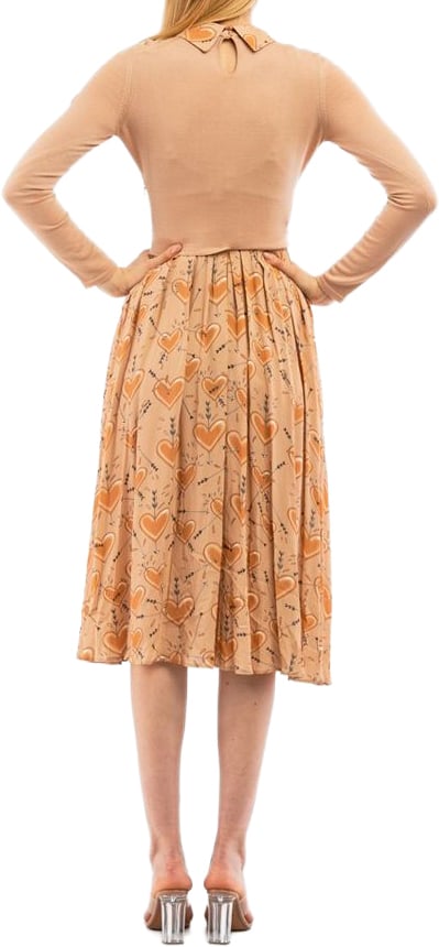 Elisabetta Franchi Beige Wool Casual Dress Beige