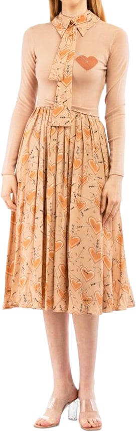 Elisabetta Franchi Beige Wool Casual Dress Beige