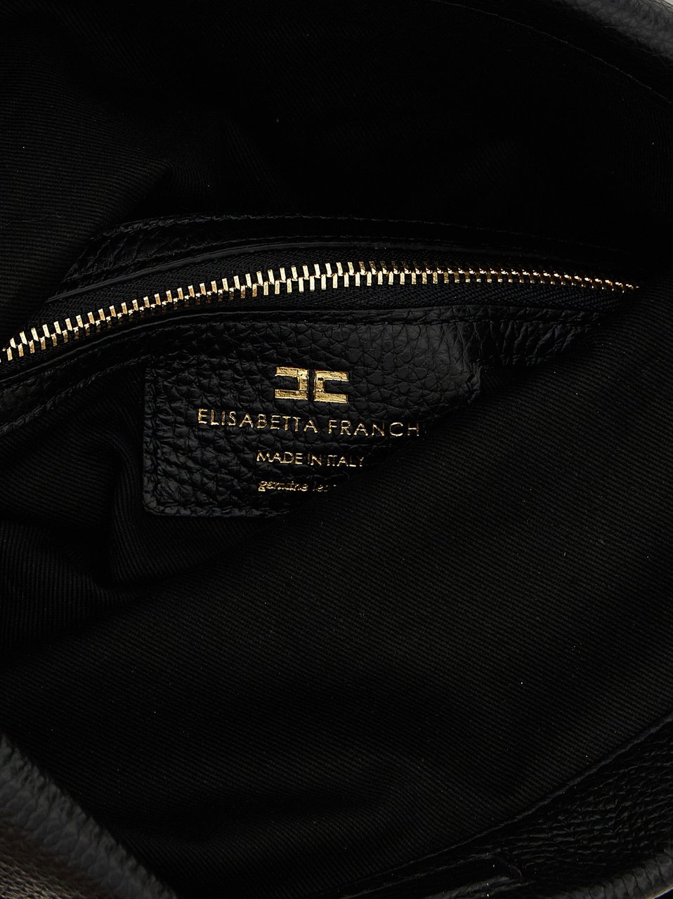 Elisabetta Franchi Black Calfskin Shoulder Bag Zwart