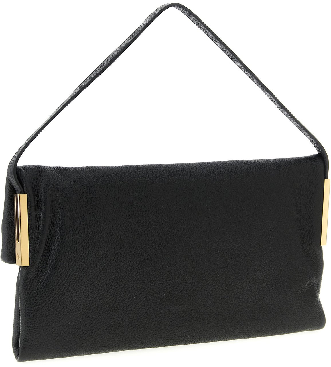 Elisabetta Franchi Black Calfskin Shoulder Bag Zwart