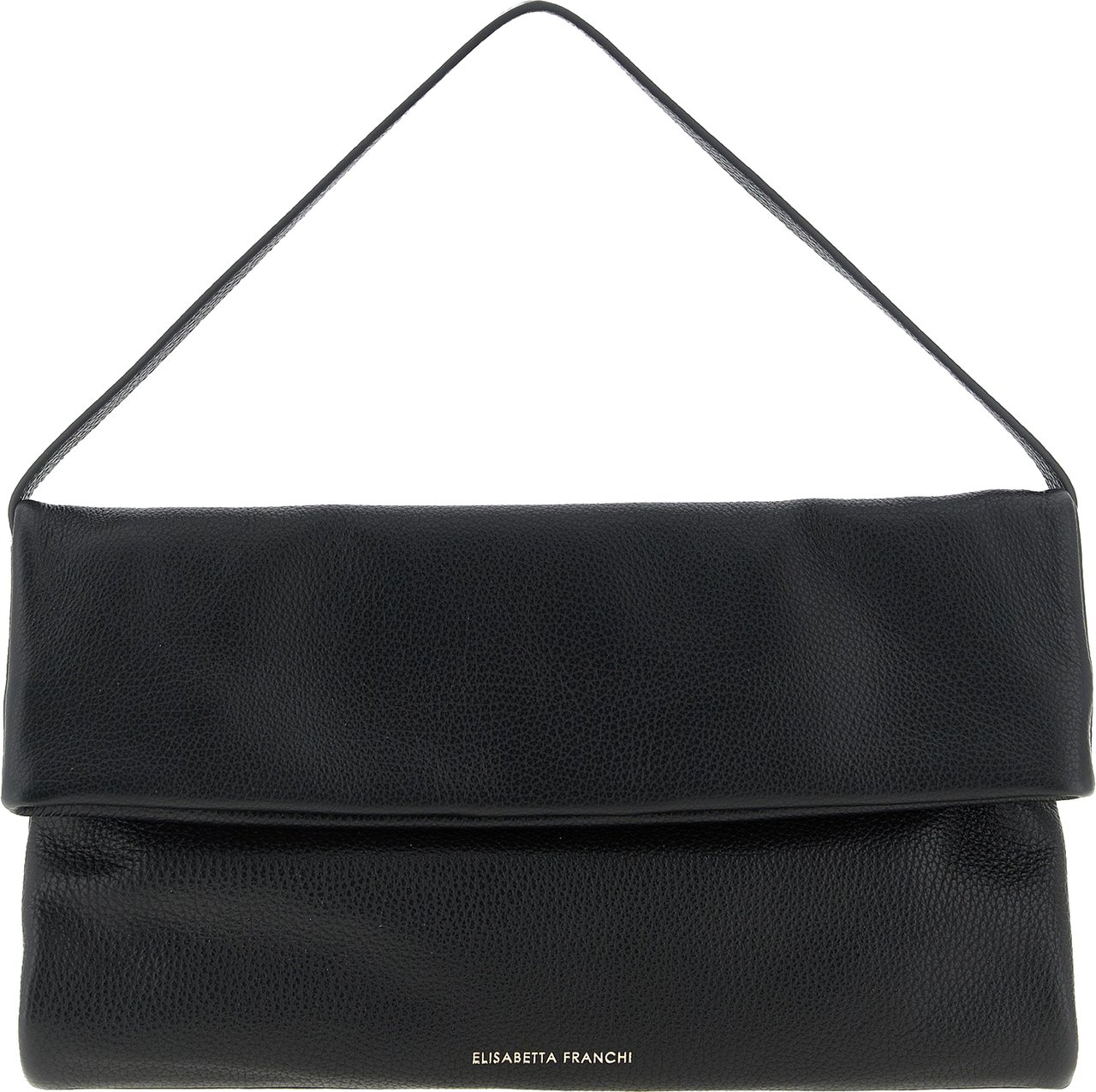 Elisabetta Franchi Black Calfskin Shoulder Bag Zwart