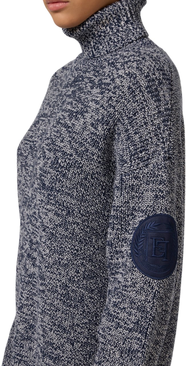 Elisabetta Franchi Pull long Chinée Bleu blanc col roulé Elisabetta Franchi Femme MK84S CN3 Divers