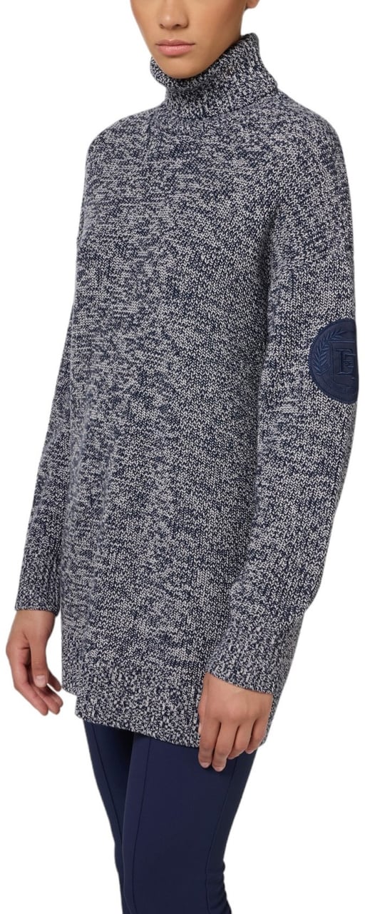 Elisabetta Franchi Pull long Chinée Bleu blanc col roulé Elisabetta Franchi Femme MK84S CN3 Divers