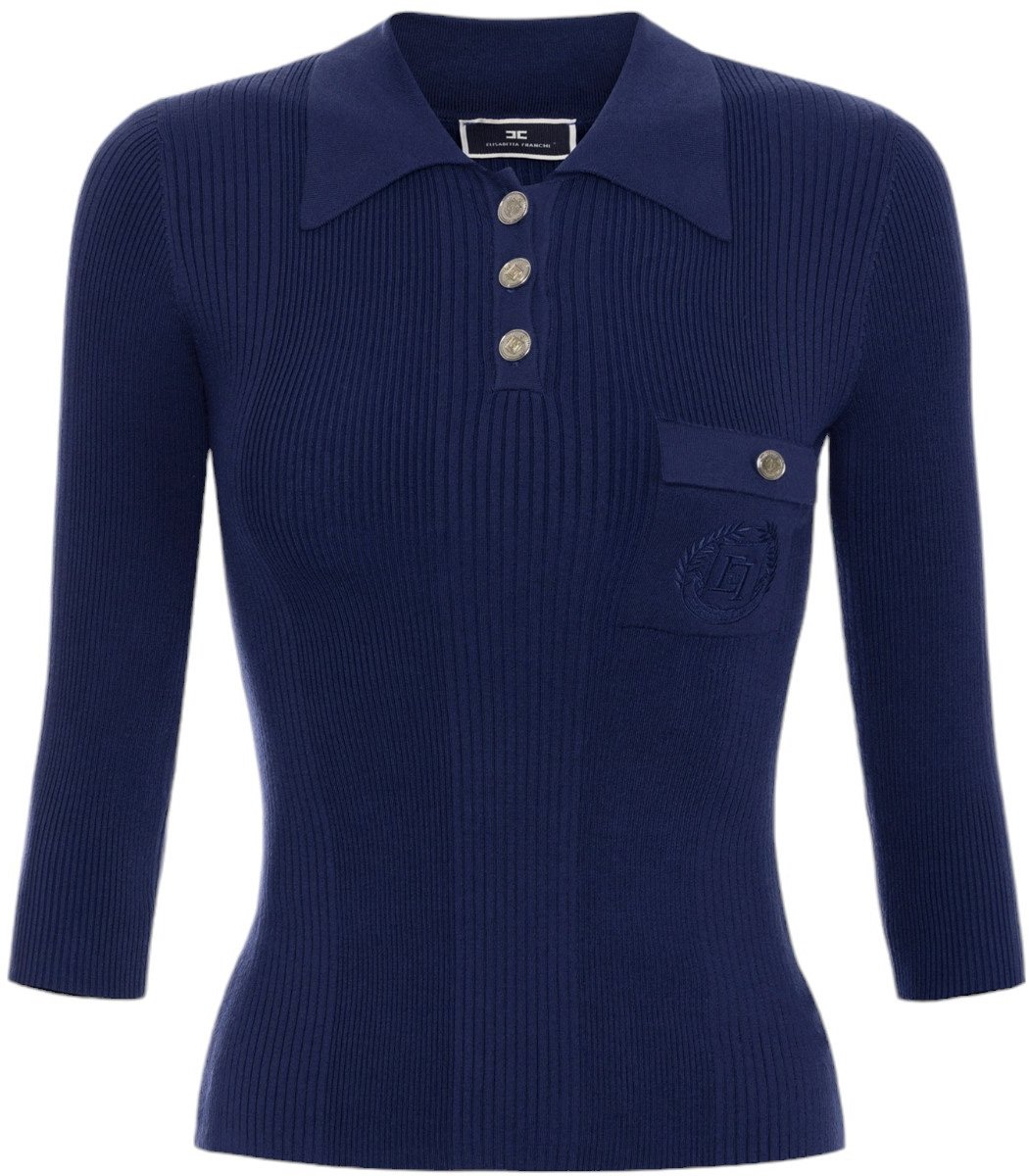 Elisabetta Franchi Polo Navy manches 3/4 boutons métal Elisabetta Franchi Femme MK09B B75 Divers
