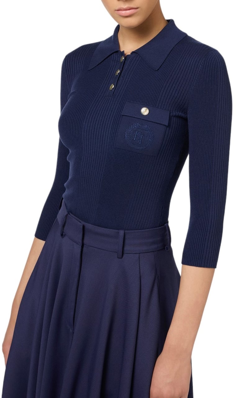 Elisabetta Franchi Polo Navy manches 3/4 boutons métal Elisabetta Franchi Femme MK09B B75 Divers