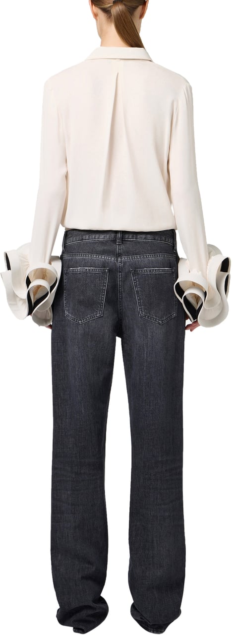 Elisabetta Franchi Jeans Noir délavé Bandes Satin noir Côtés Elisabetta Franchi Femme PJ76I 102 Divers