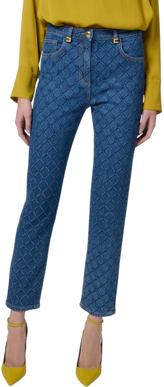 Elisabetta Franchi Jeans brut logo slim Blue Vintage Coton stretch PJ95N 139 Elisabetta Franchi Femme Divers