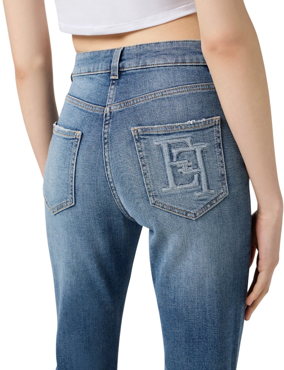 Elisabetta Franchi Jeans slim confort délavé poche broderie Elisabetta Franchi Femme PJ07N 192 Divers